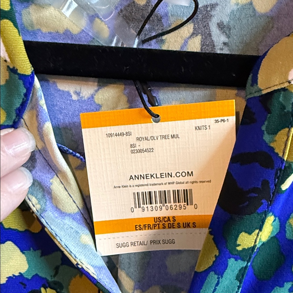 Anne Klein Blue and Yellow Floral Blouse - Picture 4 of 6